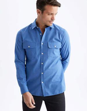 Modern Fit Polo Yaka Uzun Kollu Gömlek