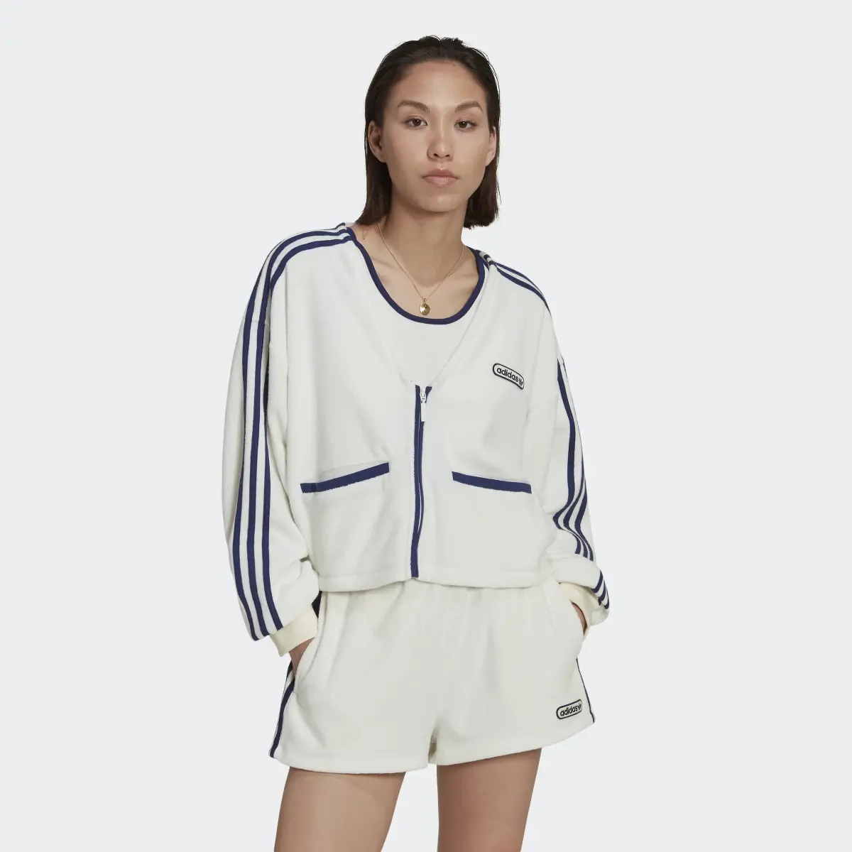 Adidas Cardigan Crop Towel Terry. 2