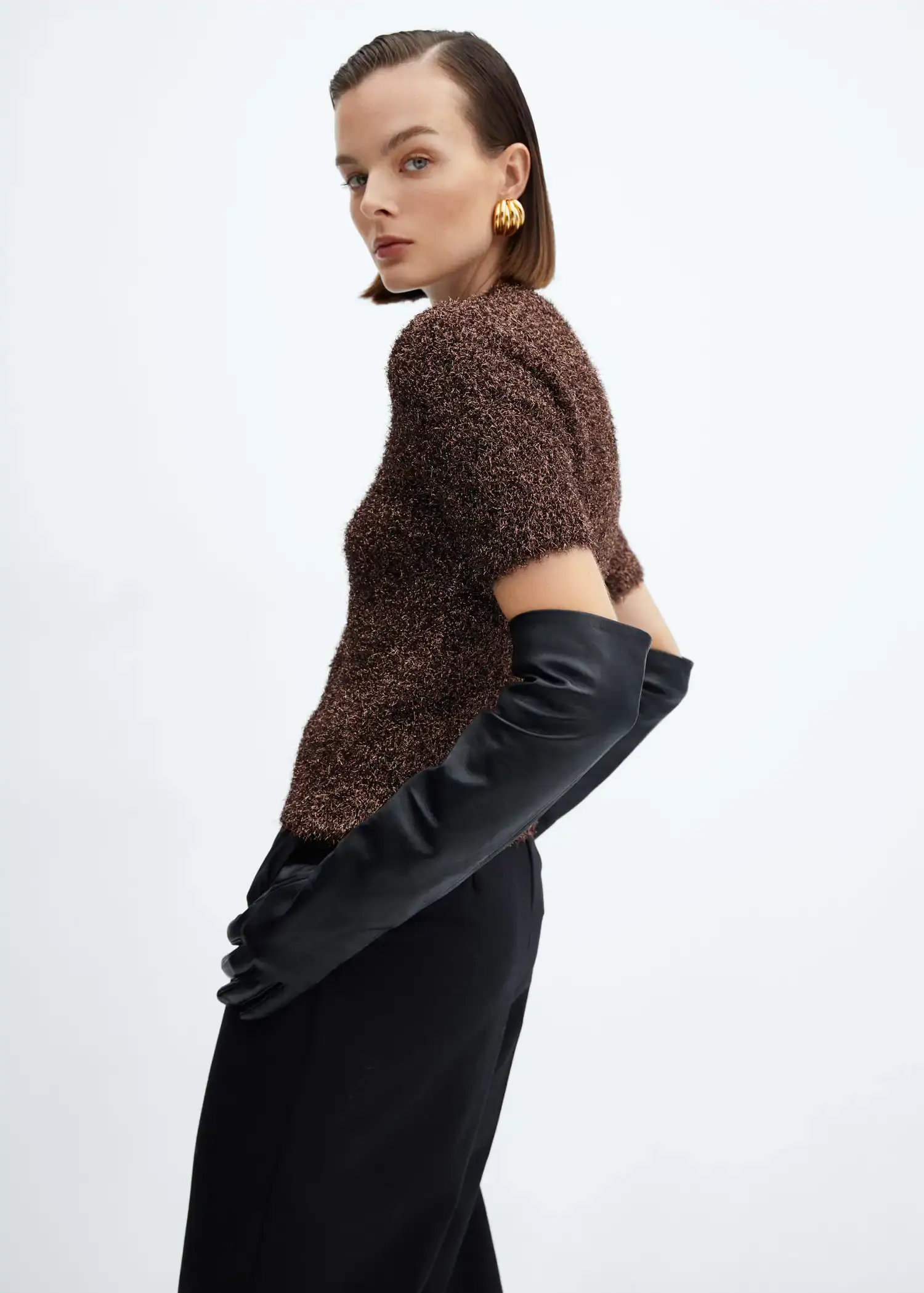 Mango Short-sleeved lurex sweater. 1