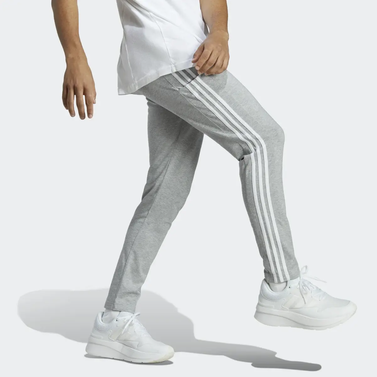 Adidas Essentials Single Jersey Tapered Open Hem 3-Stripes Pants. 3