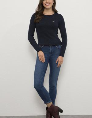 Kadın Mavi Denim Pantolon