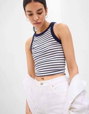 Gap Mini Rib Cropped Halter Tank Top blue