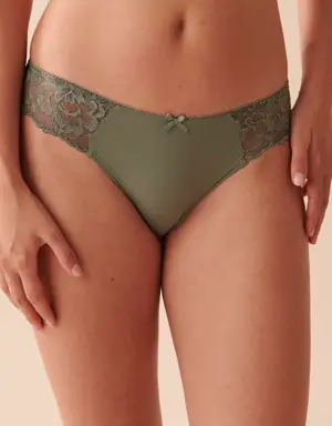 Microfiber and Lace Bikini Panty