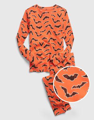 Kids 100% Organic Cotton Interactive Bat PJ Set orange