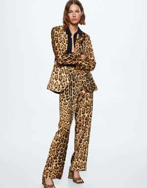 Animal print suit trousers