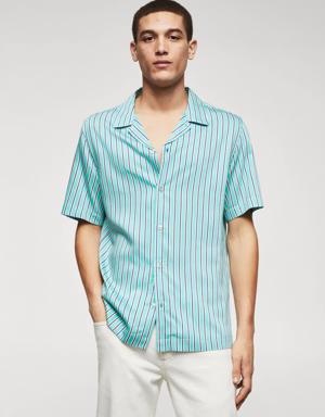 Mango Regular-fit bowling striped shirt