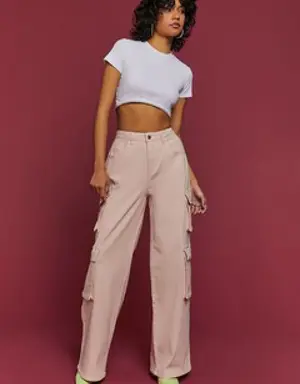 Forever 21 High Rise Cargo Pants Light Pink