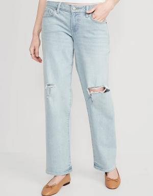 Low-Rise OG Loose Ripped Jeans for Women blue