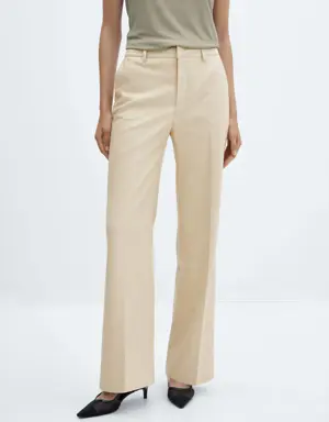Wide leg faux leather trousers
