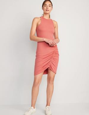Old Navy UltraLite Racerback Rib-Knit Ruched Dress for Women pink