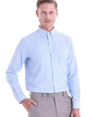 Mavi Comfort Fit Uzun Kollu Pamuklu Düz Casual Oxford Gömlek