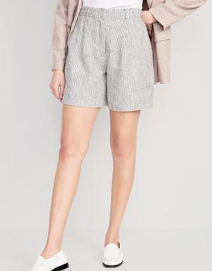 Extra High-Waisted Linen-Blend Taylor Shorts -- 6-inch inseam gray