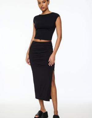 Sculpt Side Ruched Midi Skirt