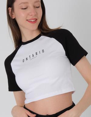 ONTARİO CANADA Baskılı Crop T-shirt