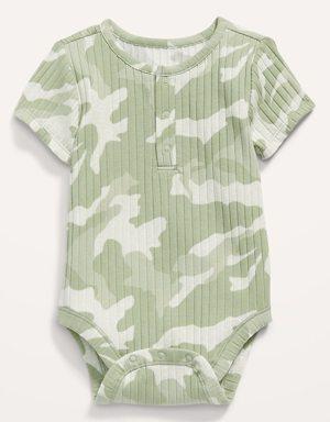 Unisex Short-Sleeve Rib-Knit Henley Bodysuit for Baby