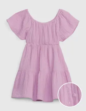 Toddler Crinkle Gauze Tiered Dress purple