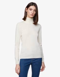 Cream turtleneck sweater in pure Merino wool