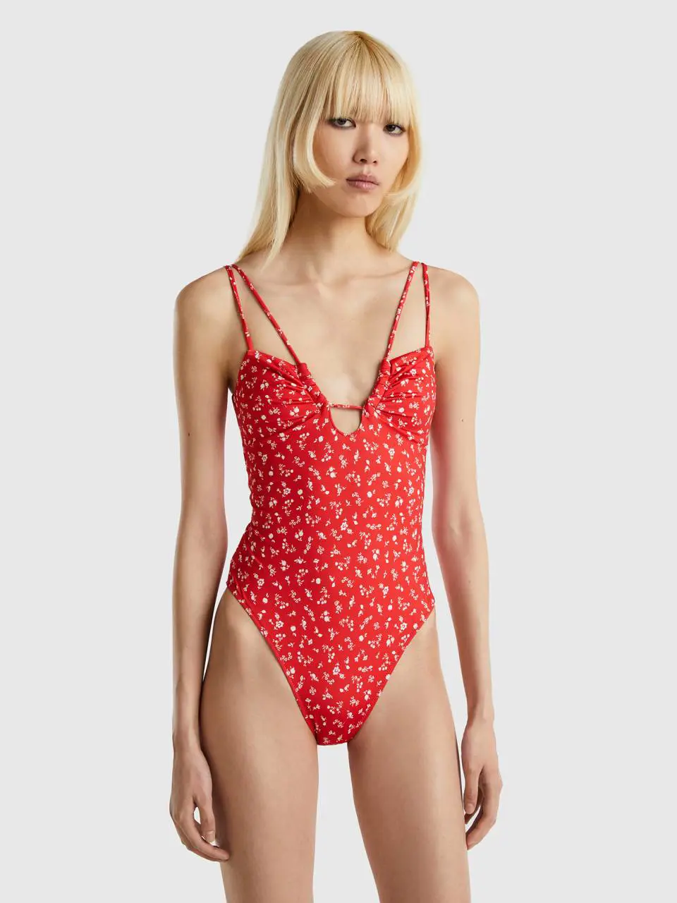 Benetton one-piece swimsuit with floral print. 1