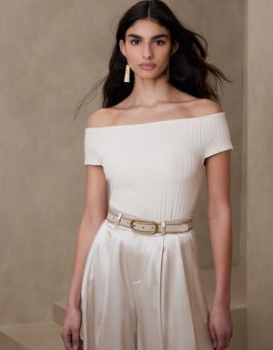 Banana Republic Chantel Off-Shoulder Crop Top white