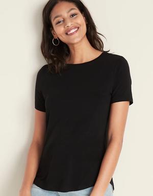 Luxe Crew-Neck T-Shirt for Women black