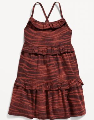 Sleeveless Printed Ruffle-Trim Swing Dress for Toddler Girls multi