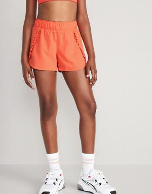 Ruffle-Trim Run Shorts for Girls orange