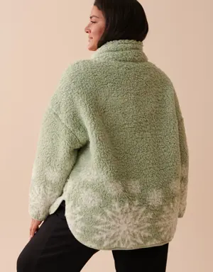 Snowflakes Zip-Up Sherpa Sweatshirt