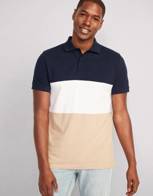 Color-Block Classic Fit Pique Polo for Men blue