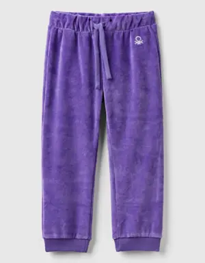 chenille trousers with logo