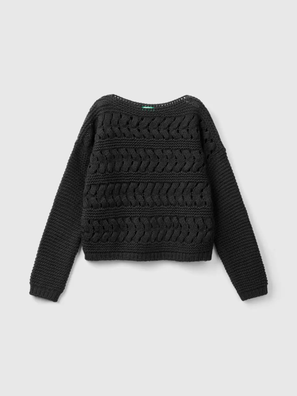 Benetton cable knit sweater in wool blend. 1