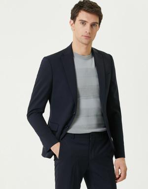 Lacivert Twill Dokulu Takım Elbise
