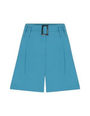 Turquoise Belt Detailed High-waisted Shorts