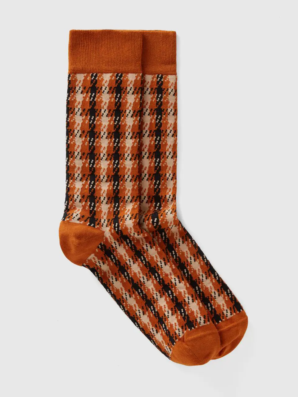 Benetton long check camel socks. 1