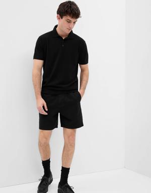7" Linen-Cotton Shorts black