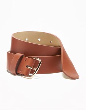 Faux-Leather Belt For Women (1 1/4") brown