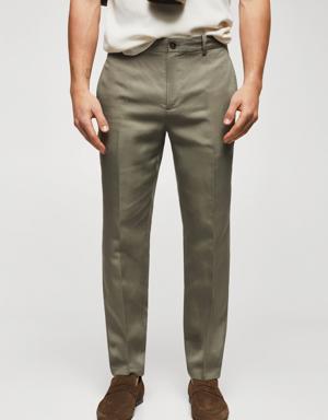 Slim-fit lyocell linen trousers