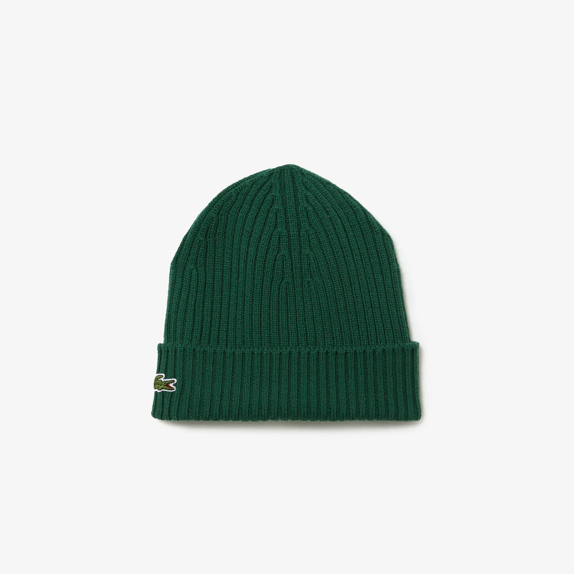 Lacoste Unisex Ribbed Wool Beanie. 1