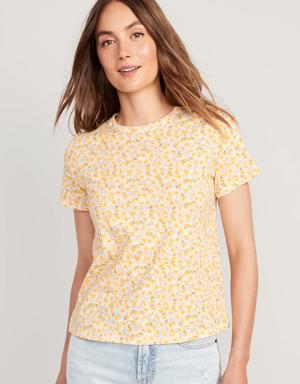 Old Navy EveryWear Printed Slub-Knit T-Shirt for Women yellow
