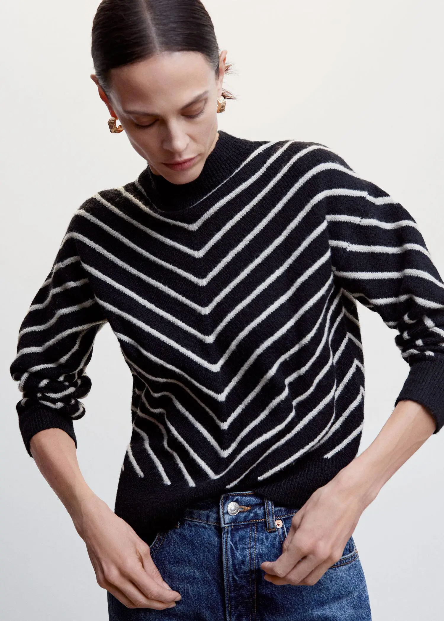 Mango Pull-over rayures col montant. 1