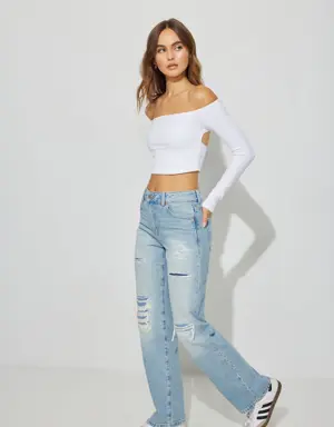 '90s Distressed Straight Jean