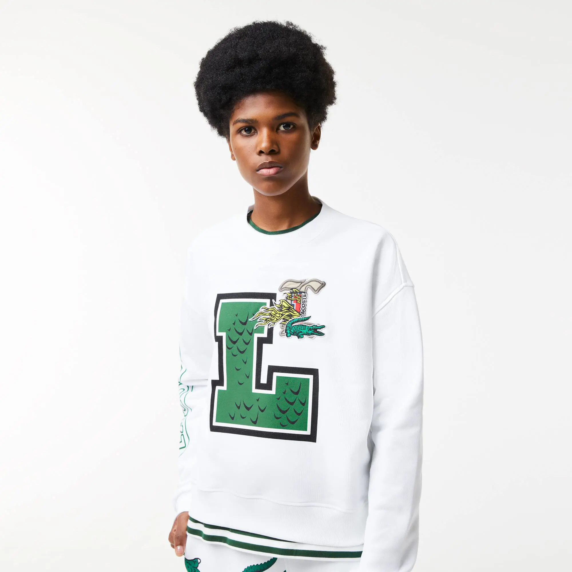 Lacoste Sudadera de mujer Holiday loose fit con estampado oversized y detalles de la marca. 1