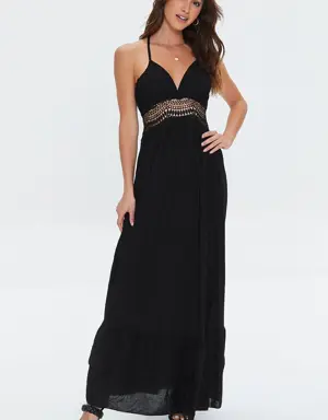 Forever 21 Crochet Trim Maxi Dress Black