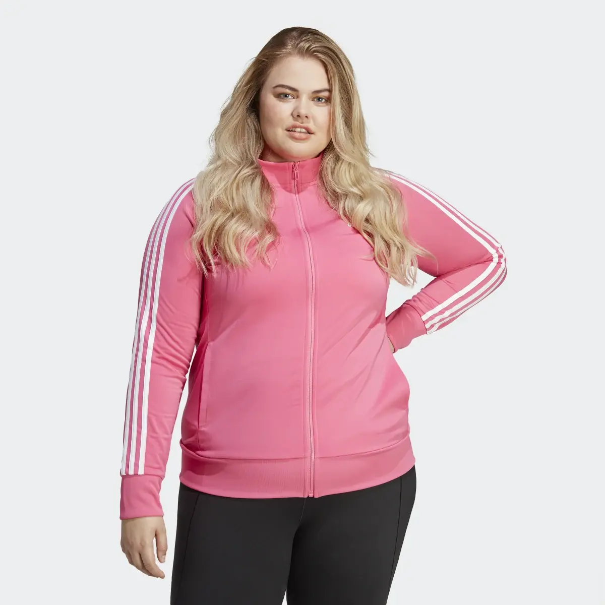 Adidas Essentials Warm-Up Tricot Slim 3-Stripes Track Jacket (Plus Size). 2