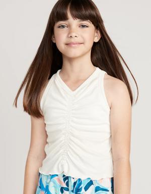 UltraLite Ruched Cropped Tank Top for Girls white