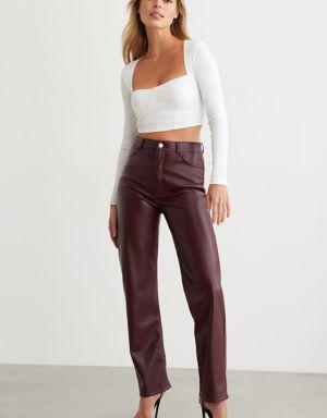 Gisele Faux Leather Straight Pants