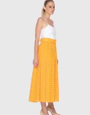 Belted Midi Orange Skirt