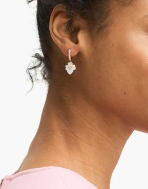 Precious Pansy Pavé Drop Mini Hoops