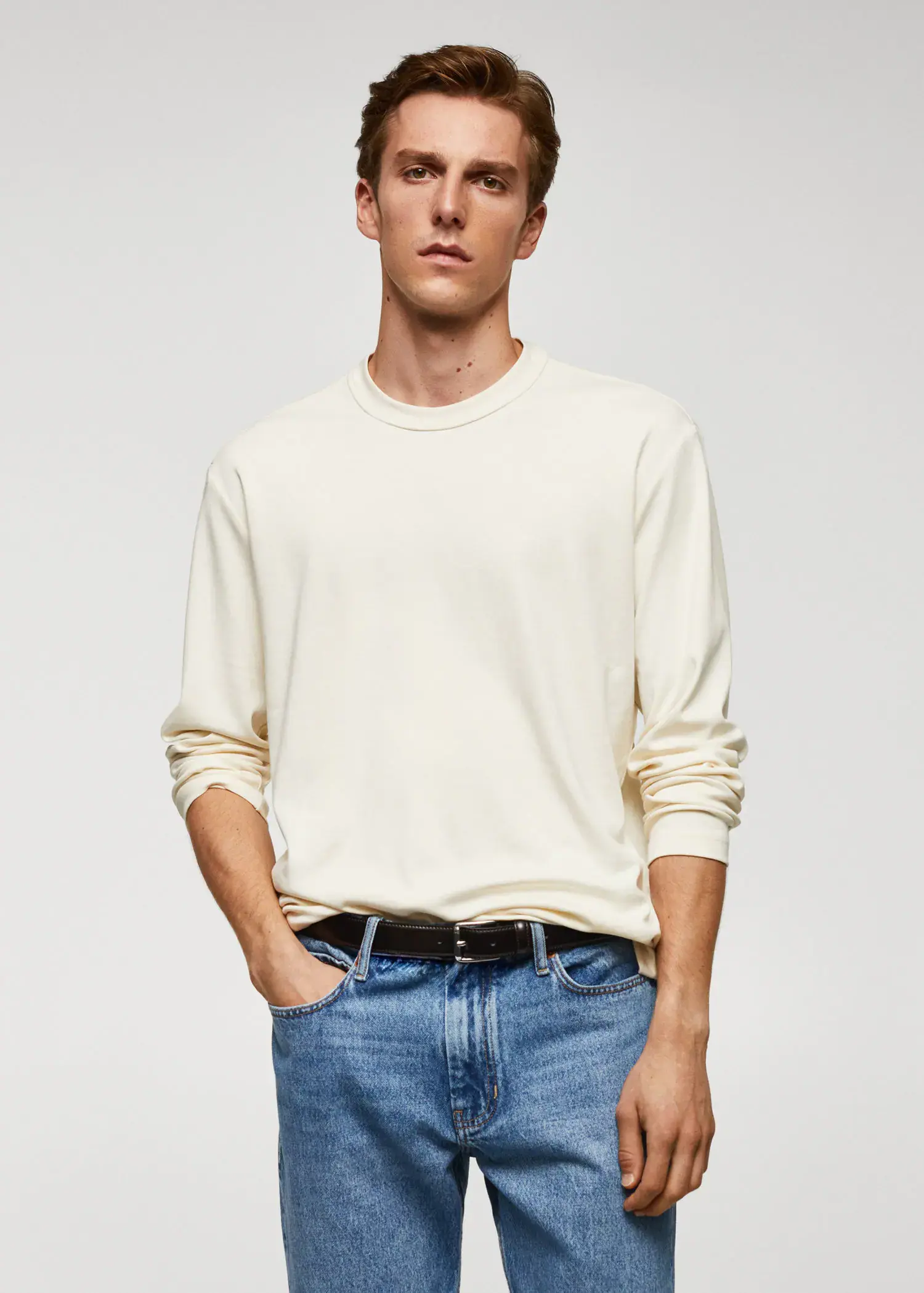 Mango 100% cotton long-sleeved t-shirt. 1