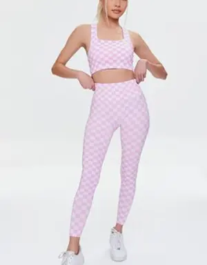 Forever 21 Active Seamless Checkered Leggings Pink/Light Pink
