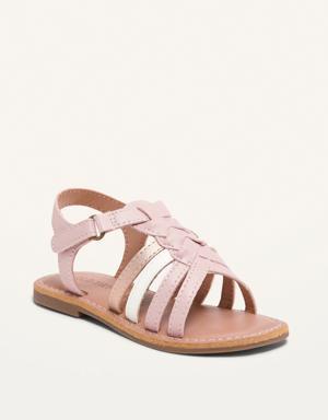 Faux-Leather Braided Sandals for Toddler Girls pink
